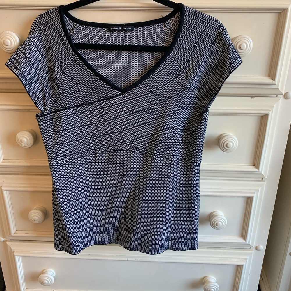 B/W Cable and Gauge short sleeve sweater